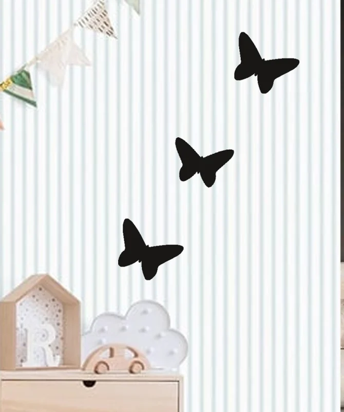 Ahsap Kelebek Duvar Dekoru Beyaz 3 Adet Set 15x15 2