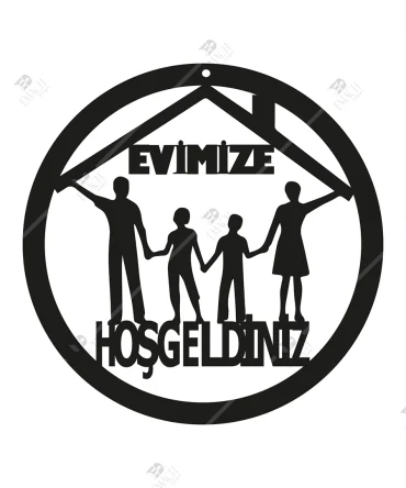 Evimize Hosgeldiniz Kapi Susu Ahsap 2