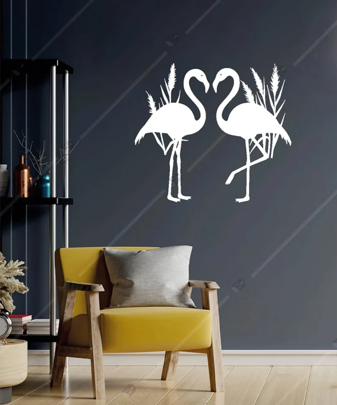 Flamingo ve Sazlik 2li Ahsap Duvar Dekoru 1