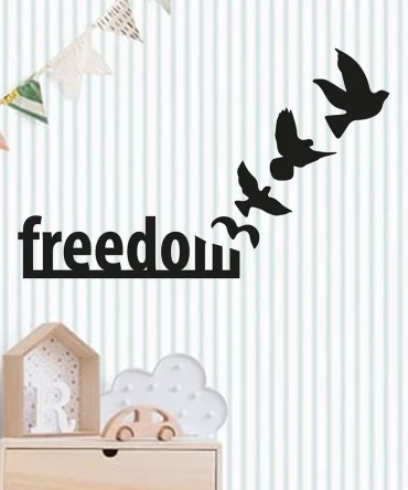 Freedom Duvar Yazisi Ahsap Dekor 3