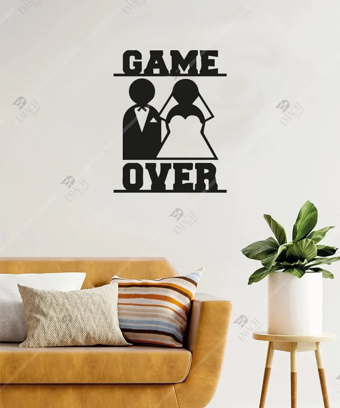 Game Over Evli Cift Ahsap Duvar Dekorasyonu 6