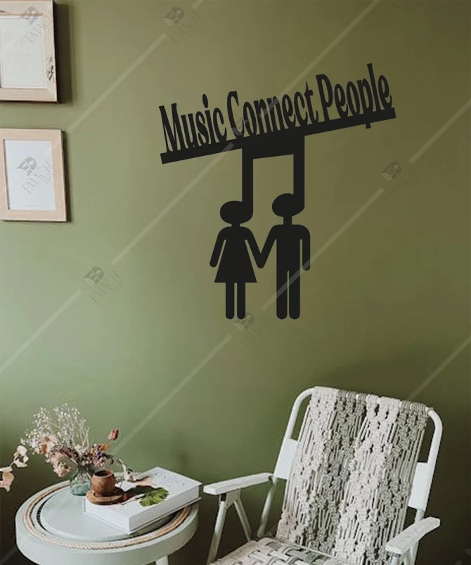 Music Connects People Yazili Ahsap Duvar Dekoru Tablo 7