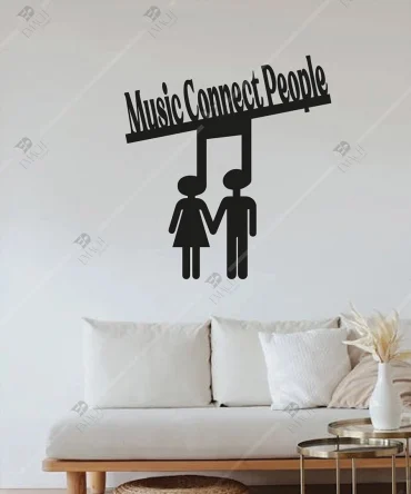 Music Connects People Yazili Ahsap Duvar Dekoru Tablo 9