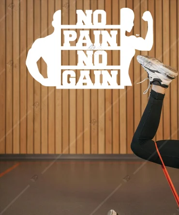 No Pain No Gain Fitness Ahsap Duvar Dekoru