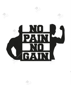 No Pain No Gain Fitness Ahsap Duvar Dekoru 4