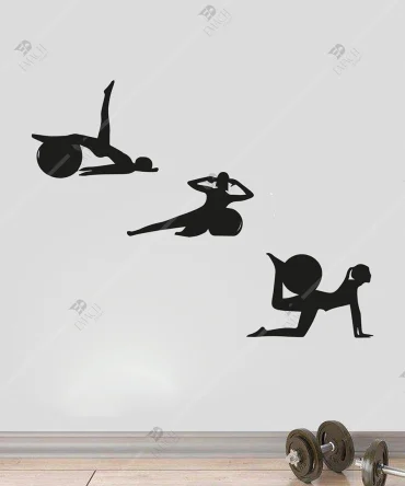Pilates 3lu Duvar Dekoru Seti Ahsap Tablo 6