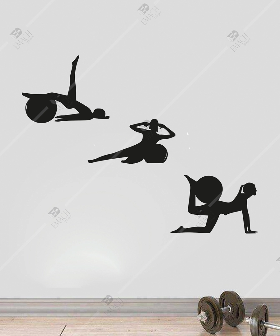 Pilates 3lu Duvar Dekoru Seti Ahsap Tablo 6