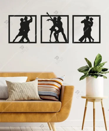 Salsa Tango Dans Temali 3 lu Ahsap Duvar Dekorasyonu 5