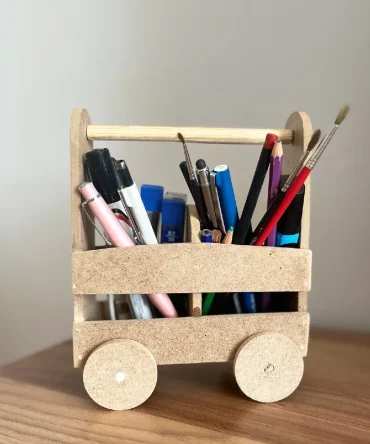 Ahsap Kalemlik Montessori Ahsap Cocuk Tekerlekli Kalemlik