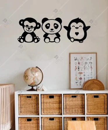 Panda red Maymun Penguen Boyanabilir Ahsap Duvar Dekoru 5