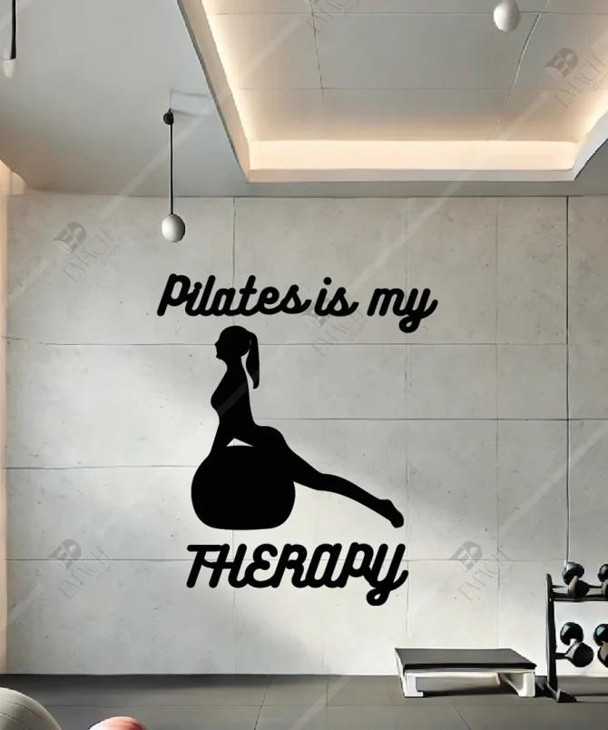The Wall Pilates is my Therapy Yazili Duvar Susu Dekoru Spor 1