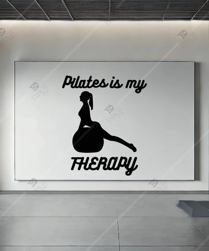 The Wall Pilates is my Therapy Yazili Duvar Susu Dekoru Spor 2