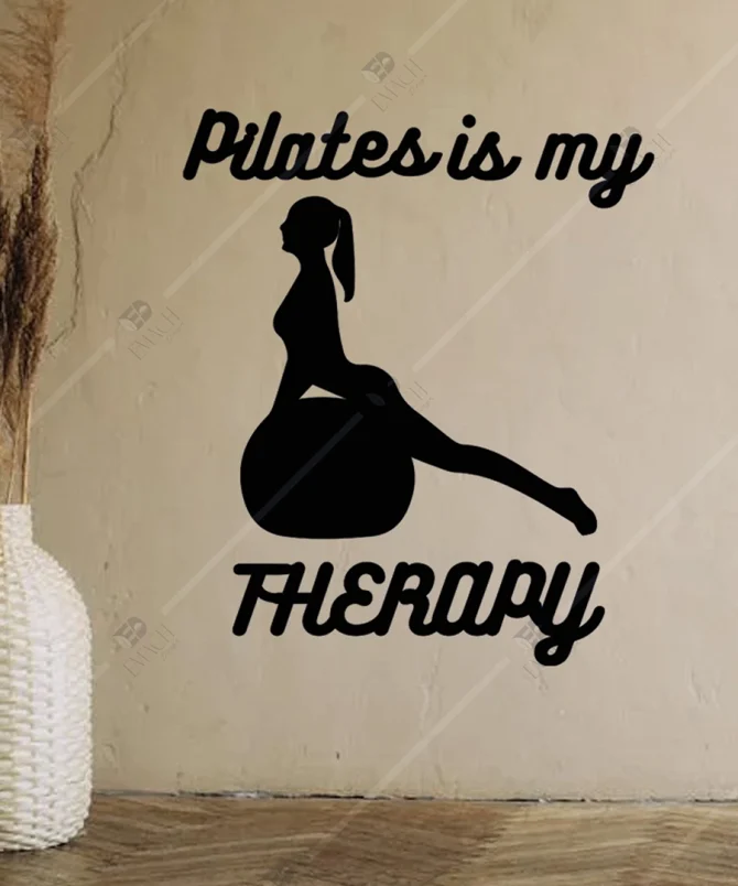 The Wall Pilates is my Therapy Yazili Duvar Susu Dekoru Spor 3