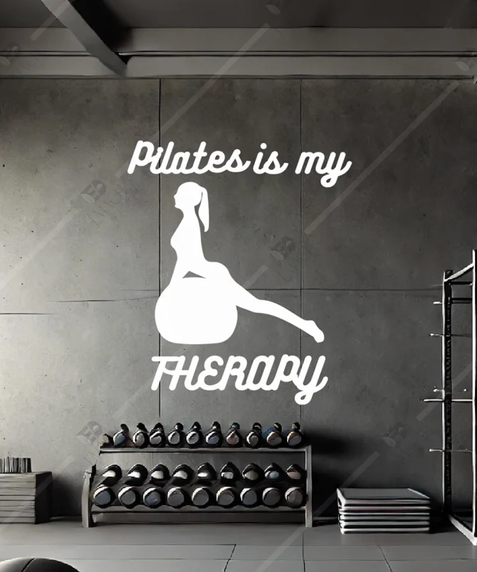 The Wall Pilates is my Therapy Yazili Duvar Susu Dekoru Spor 5