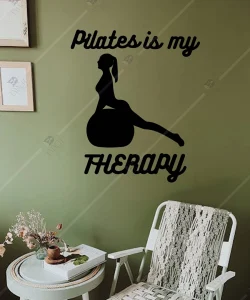 The Wall Pilates is my Therapy Yazili Duvar Susu Dekoru Spor 7