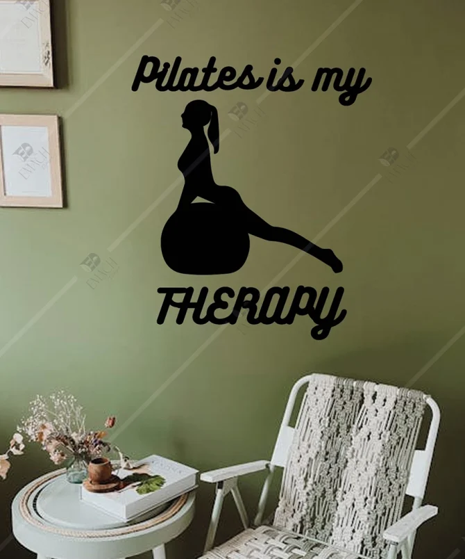 The Wall Pilates is my Therapy Yazili Duvar Susu Dekoru Spor 7