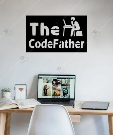Bilgisayar Yazilimcilari Programci The Code Father Yazili Ahsap Duvar Dekoru