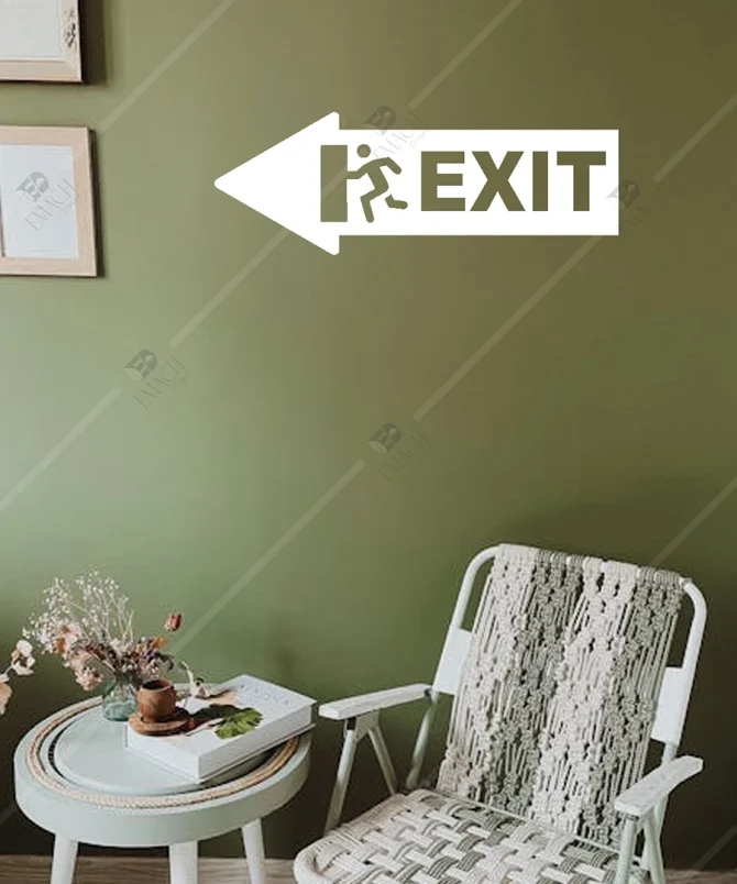 EXIT Yonlendirme Cikis Yazisi Ok Ahsap Duvar Susu 8