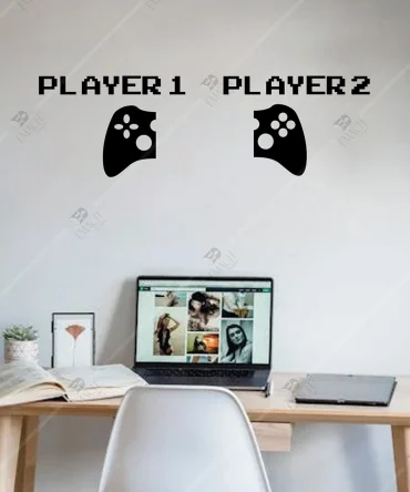 Player 1 Player 2 Dekor Ahsap Gamer Odasi Oyun Odasi
