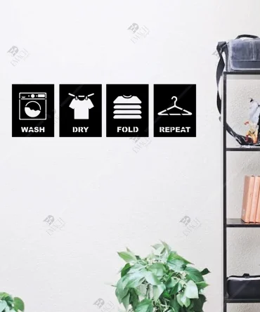 Banyo Duvar Dekorasyon Wash Dry Fold Repeat Yazili Ahsap 4
