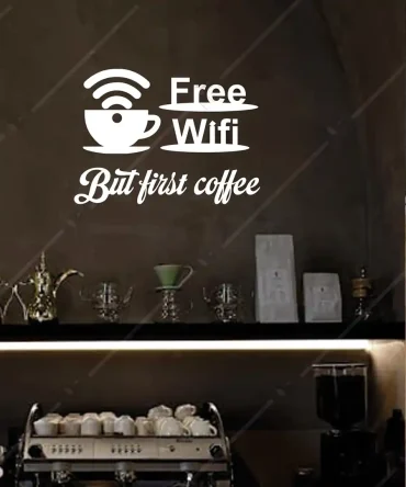 Cafe Duvar Dekor Free Wifi Tabela Ahşap