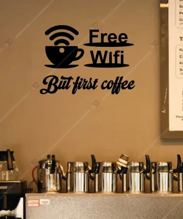 Cafe Duvar Dekor Free Wifi Tabela Ahşap 4