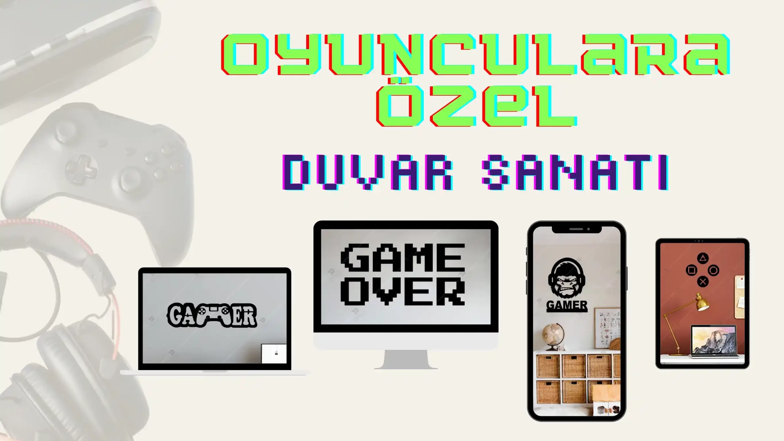 Emach Dizayn Gamer Ahşap Duvar Dekoru 1