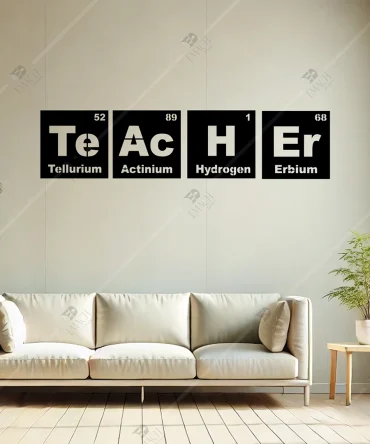 Kimya Ogretmeni Teacher Yazili Periyodik Tablo Duvar Susu 4