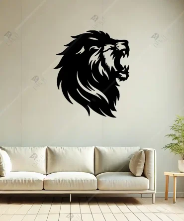 Aslanlar Kralı Kızgın Aslan Resmi Ahşap Duvar Dekoru 1