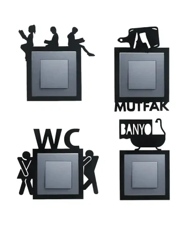 Priz Kenar Süsü 4 lü Set Wc Çocuk Odası Mutfak Banyo