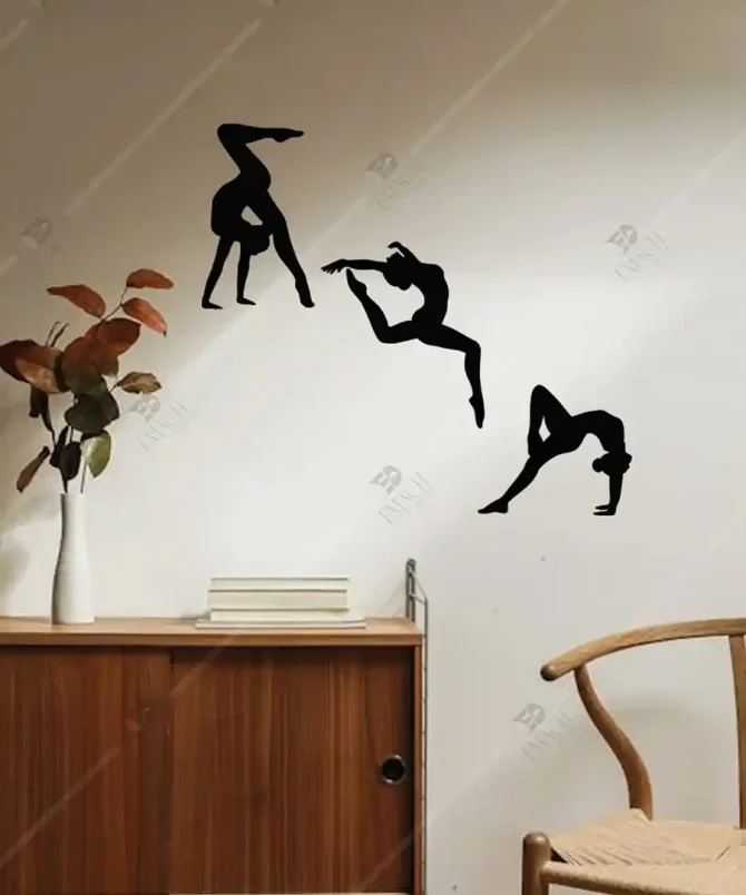 Jimnastik Bale Kursları Çocuk Modern Dans 3 lü Ahşap Duvar Dekoru 5
