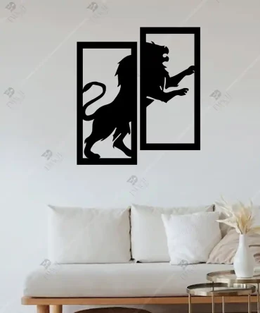Aslan ahşap tasarım aslan duvar dekoru 2 li