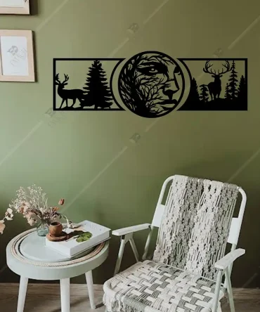 Doğa Dekor 2 Geyik Temalı Ahşap Duvar Dekoru 1