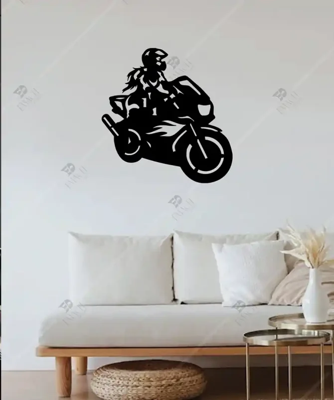 Motorcu Kız Türkiye Kadın motorcular Ahşap Duvar Dekoru 1