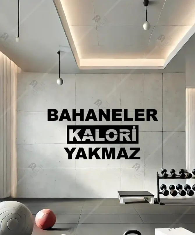 Spor Sözleri Fitness Bahaneler Kalori Yakmaz Ahşap Duvar Dekoru