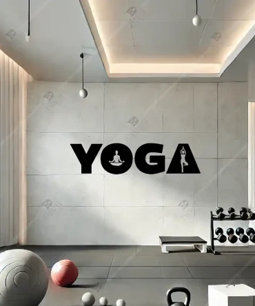 Yoga Dekor Yoga Süslü Yazı Ahşap Duvar Dekoru