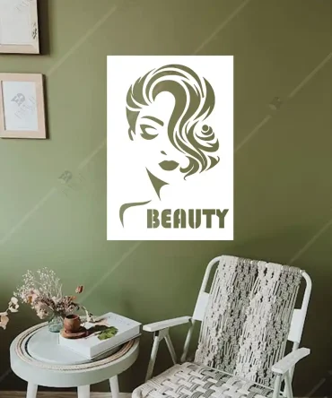 Güzellik Merkezi İç Dekorasyon BEAUTY Yazılı Kuaför Dekor Ahşap 1