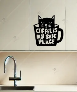 Kahve Kedi Coffee is my safe place Ahşap Duvar Dekoru 2 Kahve Kedi Coffee is my safe place Ahşap Duvar Dekoru 2