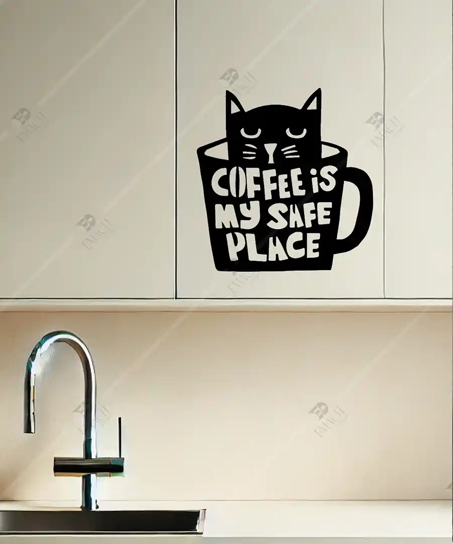 Kahve Kedi Coffee is my safe place Ahşap Duvar Dekoru 3 Kahve Kedi Coffee is my safe place Ahşap Duvar Dekoru 2