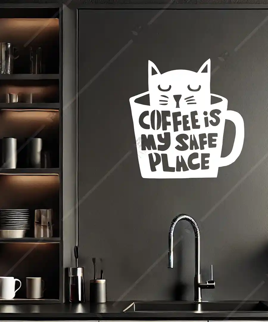 Kahve Kedi Coffee is my safe place Ahşap Duvar Dekoru 4 Kahve Kedi Coffee is my safe place Ahşap Duvar Dekoru 3