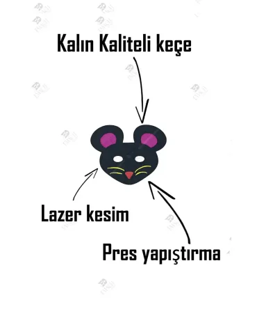 Keçeden Fare Maskesi Okul Öncesi Keçe