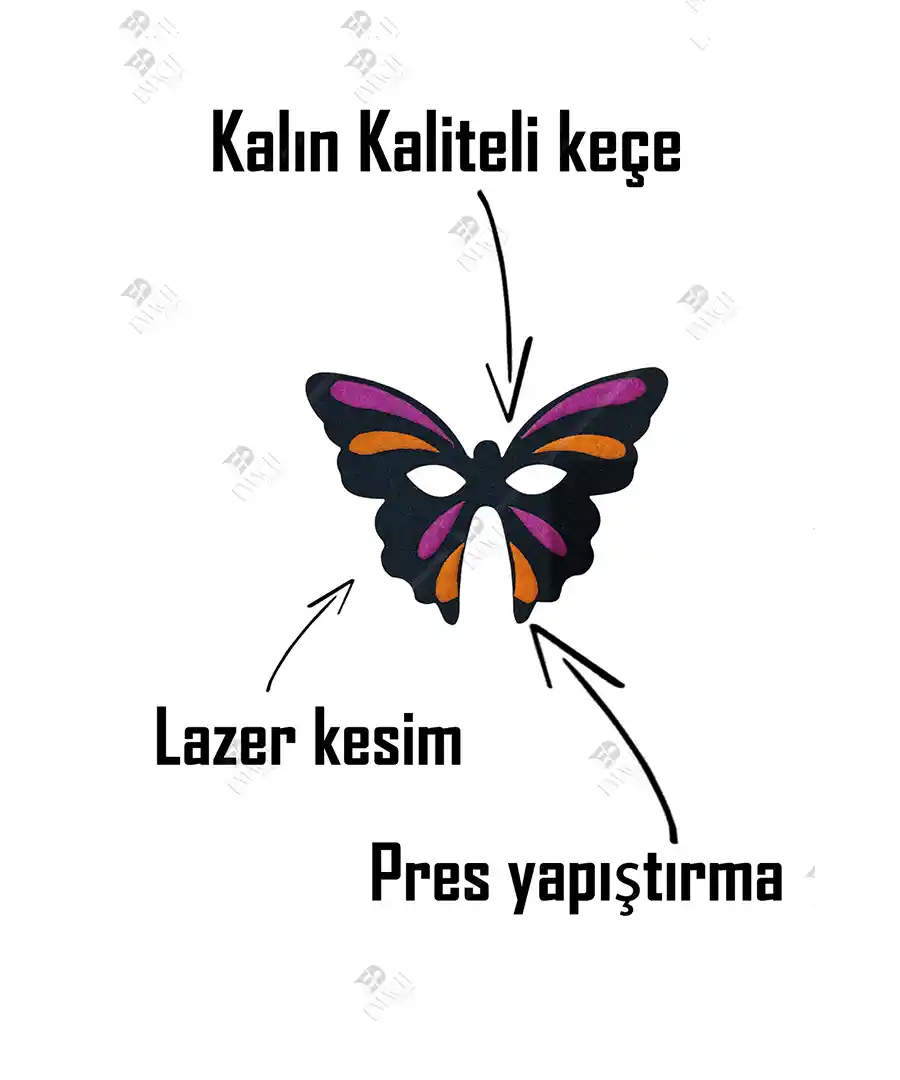 Keçeden Kelebek Maskesi Okul Öncesi Kelebek Maske 2 Keçeden Kelebek Maskesi Okul Öncesi Kelebek Maske