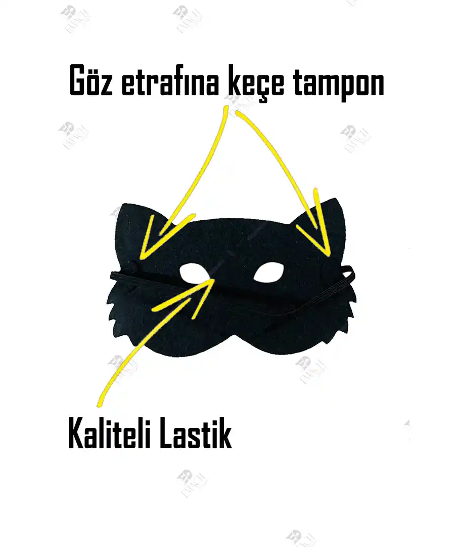 Kedi Çoçuk Maskesi Kedi Yüz Maskesi Keçe 2 Kedi Çoçuk Maskesi Kedi Yüz Maskesi Keçe 1