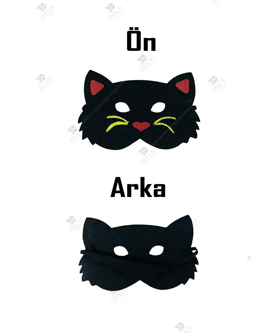 Kedi Çoçuk Maskesi Kedi Yüz Maskesi Keçe 5 Kedi Çoçuk Maskesi Kedi Yüz Maskesi Keçe 2