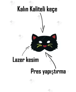 Kedi Çoçuk Maskesi Kedi Yüz Maskesi Keçe 3 Kedi Çoçuk Maskesi Kedi Yüz Maskesi Keçe 3