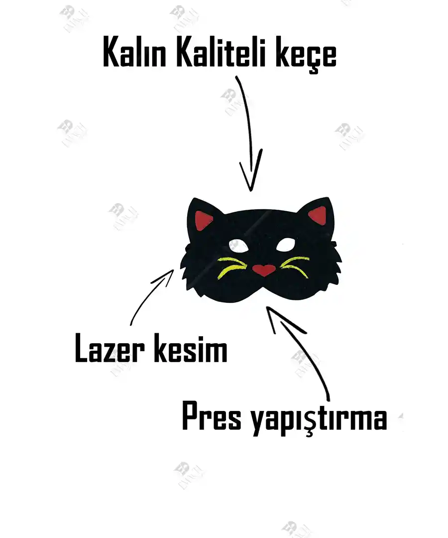 Kedi Çoçuk Maskesi Kedi Yüz Maskesi Keçe 4 Kedi Çoçuk Maskesi Kedi Yüz Maskesi Keçe 3