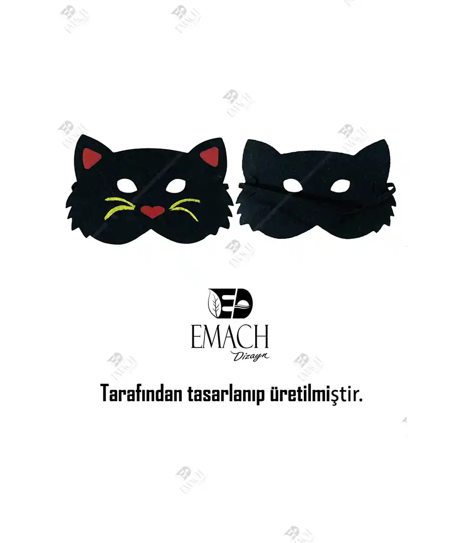 Kedi Çoçuk Maskesi Kedi Yüz Maskesi Keçe 3 Kedi Çoçuk Maskesi Kedi Yüz Maskesi Keçe