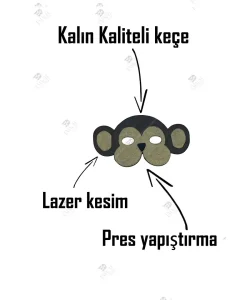 Maymun Yüzü Maymun Maskesi Okul Öncesi Keçe 2 Maymun Yüzü Maymun Maskesi Okul Öncesi Keçe 2
