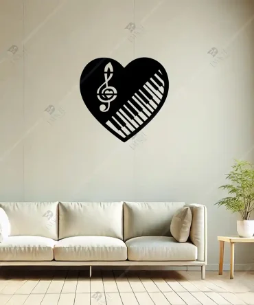 Piano Kalp Kiriklari Müzik Odası Dekorasyon Ahşap Duvar Dekoru 1