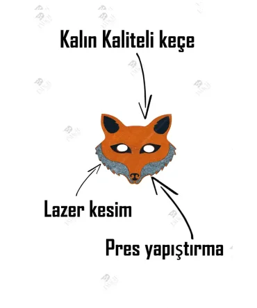Tilki Maske Keçeden Tilki Maskesi